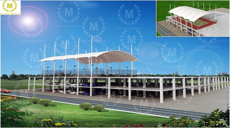 Tennis court membrane structure